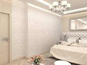 Apartament w Łodzi - Duża beżowa biała sypialnia, styl glamour - zdjęcie od BOKA Pracownia Wnętrz