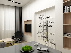 Mieszkanie Plac Bohaterów Getta - Mały biały salon z jadalnią, styl nowoczesny - zdjęcie od BOKA Pracownia Wnętrz