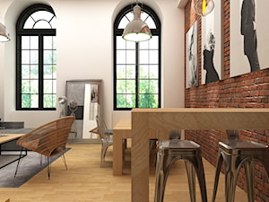 Salon z jadalnią w stylu industrialnym w Łódzkim lofcie - zdjęcie od BOKA Pracownia Wnętrz
