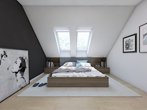(Sochaczew) Projekt domu jednorodzinnego 8 - Średnia biała czarna sypialnia, styl nowoczesny - zdjęcie od BAGUA Pracownia Architektury Wnętrz