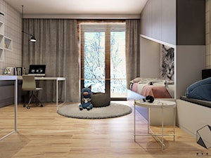 Projekt domu jednorodzinnego D18 - Gliwice - Duży szary pokój dziecka dla nastolatka dla chłopca dla dziewczynki, styl nowoczesny - zdjęcie od BAGUA Pracownia Architektury Wnętrz