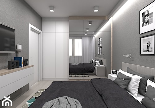 (Tarnowskie Góry) Projekt domu jednorodzinnego 1 - Średnia szara sypialnia, styl skandynawski - zdjęcie od BAGUA Pracownia Architektury Wnętrz