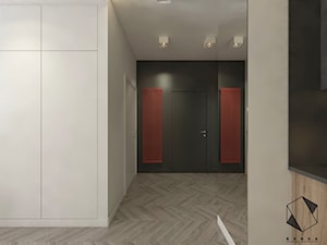 Mieszkanie 8 - Duży biały czarny hol / przedpokój, styl nowoczesny - zdjęcie od BAGUA Pracownia Architektury Wnętrz