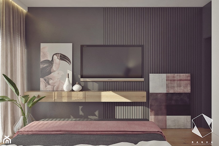 M11 - mieszkanie w Opolu - Średnia czarna sypialnia, styl nowoczesny - zdjęcie od BAGUA Pracownia Architektury Wnętrz