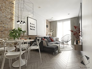 Mieszkanie 8 - Średni czarny szary salon z jadalnią, styl nowoczesny - zdjęcie od BAGUA Pracownia Architektury Wnętrz