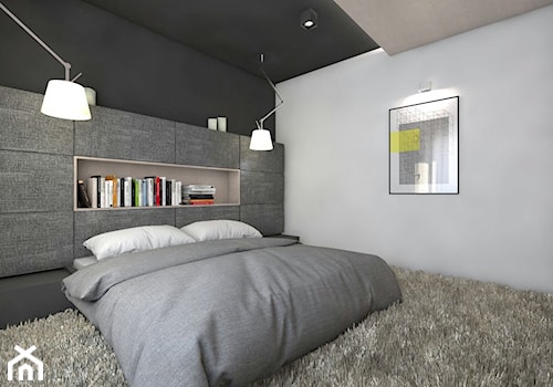 (Będzin) Projekt domu jednorodzinnego 4 - Mała szara sypialnia, styl nowoczesny - zdjęcie od BAGUA Pracownia Architektury Wnętrz