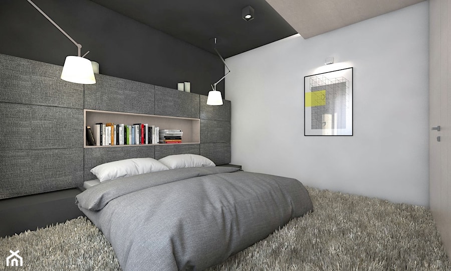(Będzin) Projekt domu jednorodzinnego 4 - Mała szara sypialnia, styl nowoczesny - zdjęcie od BAGUA Pracownia Architektury Wnętrz