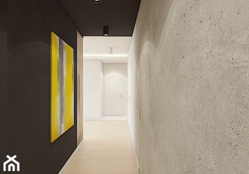 (Łódź) Projekt mieszkania 4 - Średni czarny hol / przedpokój, styl nowoczesny - zdjęcie od BAGUA Pracownia Architektury Wnętrz