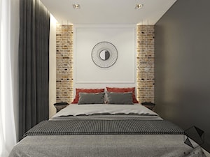 Mieszkanie 8 - Mała biała czarna sypialnia, styl nowoczesny - zdjęcie od BAGUA Pracownia Architektury Wnętrz