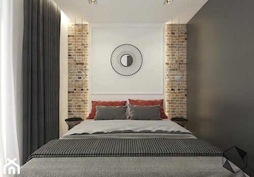 Mieszkanie 8 - Mała biała czarna sypialnia, styl nowoczesny - zdjęcie od BAGUA Pracownia Architektury Wnętrz