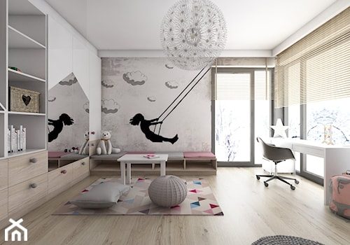 Pokoje dziecięce - Duży biały szary pokój dziecka dla dziecka dla dziewczynki, styl nowoczesny - zdjęcie od BAGUA Pracownia Architektury Wnętrz