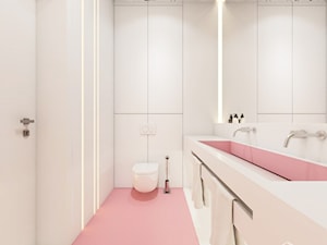 Rzeszów - D23 - Projekt domu jednorodzinnego 600 m2 - Średnia bez okna z lustrem z dwoma umywalkami łazienka, styl nowoczesny - zdjęcie od BAGUA Pracownia Architektury Wnętrz
