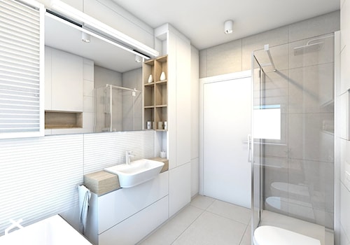 (Pruszków) Projekt mieszkania 3 - Średnia bez okna łazienka, styl nowoczesny - zdjęcie od BAGUA Pracownia Architektury Wnętrz