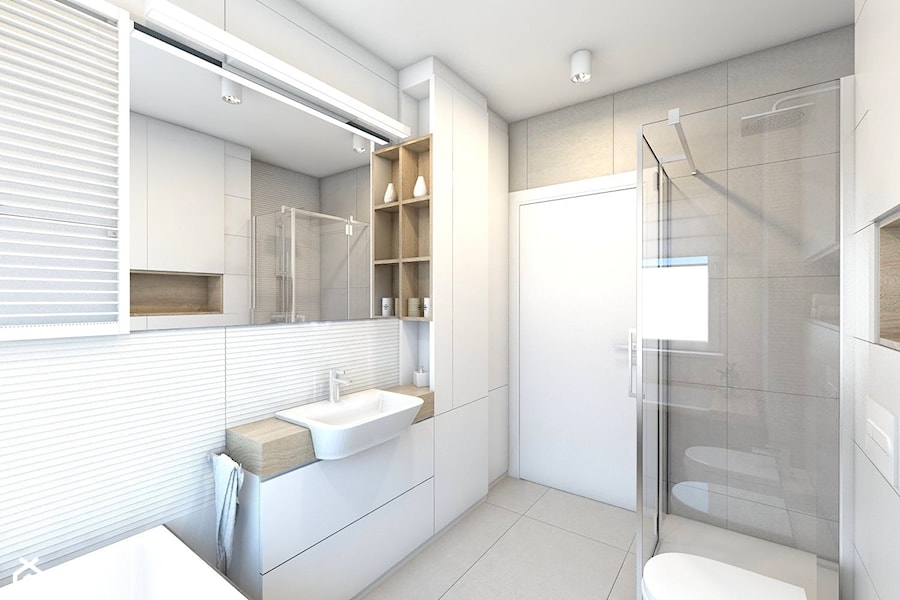 (Pruszków) Projekt mieszkania 3 - Średnia bez okna łazienka, styl nowoczesny - zdjęcie od BAGUA Pracownia Architektury Wnętrz