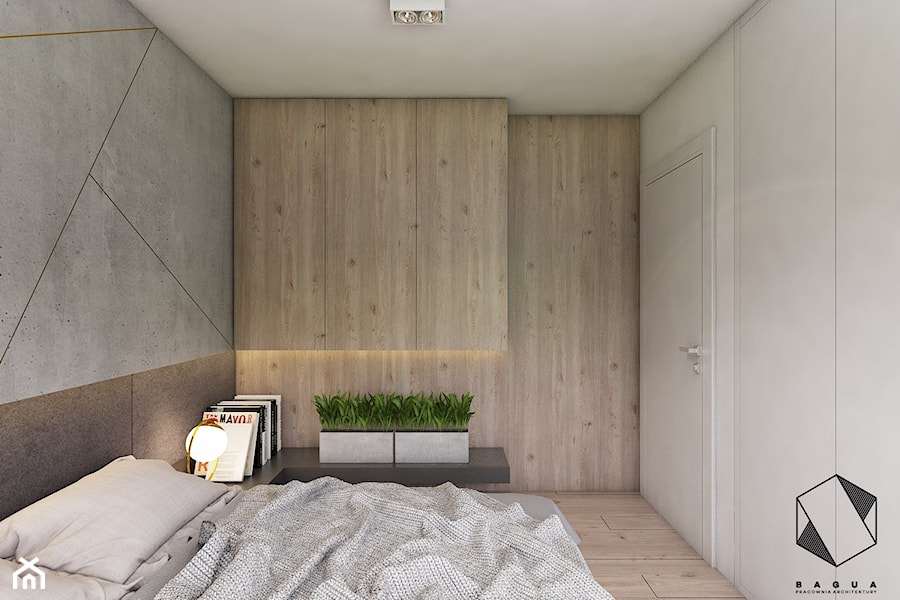 (Siemianowice Śląskie) Dom jednorodzinny 17 - Średnia biała sypialnia, styl nowoczesny - zdjęcie od BAGUA Pracownia Architektury Wnętrz