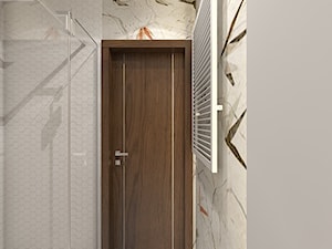 (Tarnowskie Góry) Projekt mieszkania 5 - Mała na poddaszu bez okna łazienka, styl nowoczesny - zdjęcie od BAGUA Pracownia Architektury Wnętrz