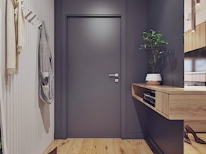 M11 - mieszkanie w Opolu - Średni z wieszakiem czarny szary hol / przedpokój, styl nowoczesny - zdjęcie od BAGUA Pracownia Architektury Wnętrz