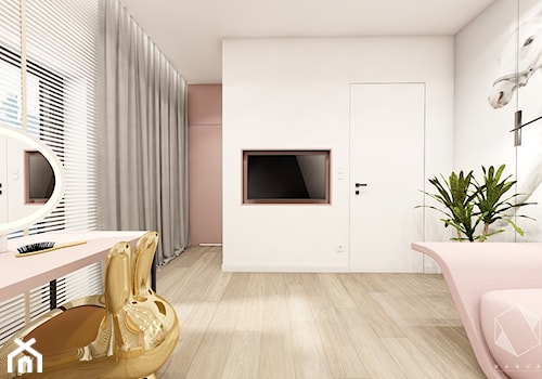 Rzeszów - D23 - Projekt domu jednorodzinnego 600 m2 - Duży biały różowy pokój dziecka dla nastolatka dla dziewczynki, styl nowoczesny - zdjęcie od BAGUA Pracownia Architektury Wnętrz