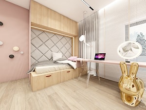 Rzeszów - D23 - Projekt domu jednorodzinnego 600 m2 - Średni biały różowy pokój dziecka dla nastolatka dla dziewczynki, styl nowoczesny - zdjęcie od BAGUA Pracownia Architektury Wnętrz