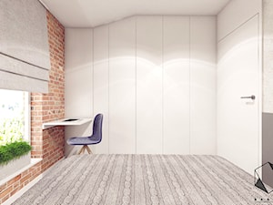 Mieszkanie 10 - Kraków - Mała szara z biurkiem sypialnia na poddaszu, styl nowoczesny - zdjęcie od BAGUA Pracownia Architektury Wnętrz