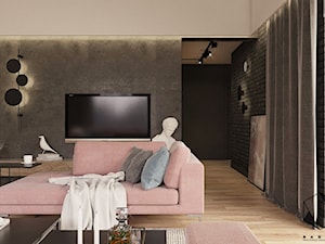 Projekt domu jednorodzinnego D18 - Gliwice - Mały szary salon, styl nowoczesny - zdjęcie od BAGUA Pracownia Architektury Wnętrz