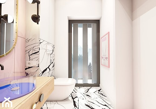 Rzeszów - D23 - Projekt domu jednorodzinnego 600 m2 - Średnia bez okna z lustrem z punktowym oświetleniem łazienka, styl nowoczesny - zdjęcie od BAGUA Pracownia Architektury Wnętrz