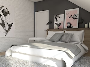 Projekt domu jednorodzinnego 6 - Średnia biała czarna sypialnia, styl skandynawski - zdjęcie od BAGUA Pracownia Architektury Wnętrz