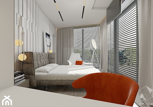 Rzeszów - D23 - Projekt domu jednorodzinnego 600 m2 - Średnia szara z biurkiem sypialnia, styl nowoczesny - zdjęcie od BAGUA Pracownia Architektury Wnętrz