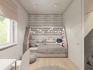 (Łódź) Projekt mieszkania 4 - Mały biały szary pokój dziecka dla dziecka dla nastolatka dla chłopca dla dziewczynki, styl skandynawski - zdjęcie od BAGUA Pracownia Architektury Wnętrz