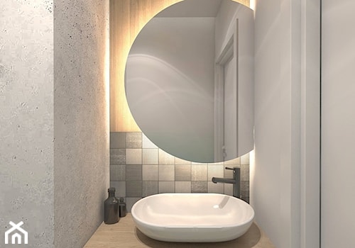 (Łódź) Projekt mieszkania 4 - Mała na poddaszu bez okna łazienka, styl nowoczesny - zdjęcie od BAGUA Pracownia Architektury Wnętrz