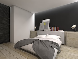 Projekt domu jednorodzinnego 5 - Średnia biała czarna sypialnia, styl nowoczesny - zdjęcie od BAGUA Pracownia Architektury Wnętrz