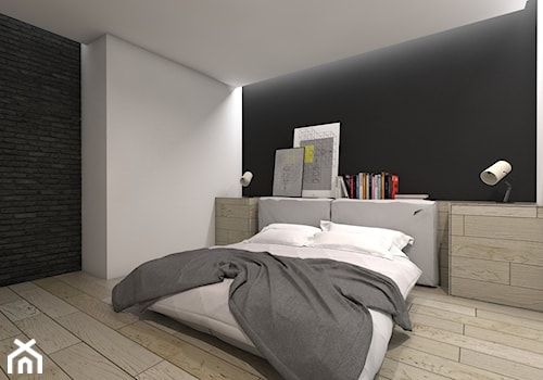 Projekt domu jednorodzinnego 5 - Średnia biała czarna sypialnia, styl nowoczesny - zdjęcie od BAGUA Pracownia Architektury Wnętrz
