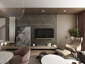 Projekt mieszkania 6 - Średni salon z jadalnią, styl nowoczesny - zdjęcie od BAGUA Pracownia Architektury Wnętrz