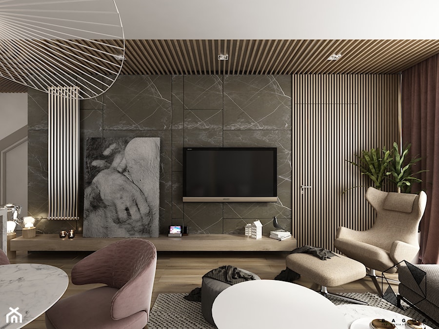 Projekt mieszkania 6 - Średni salon z jadalnią, styl nowoczesny - zdjęcie od BAGUA Pracownia Architektury Wnętrz