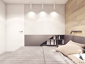 Mieszkanie 10 - Kraków - Mała biała czarna sypialnia, styl skandynawski - zdjęcie od BAGUA Pracownia Architektury Wnętrz