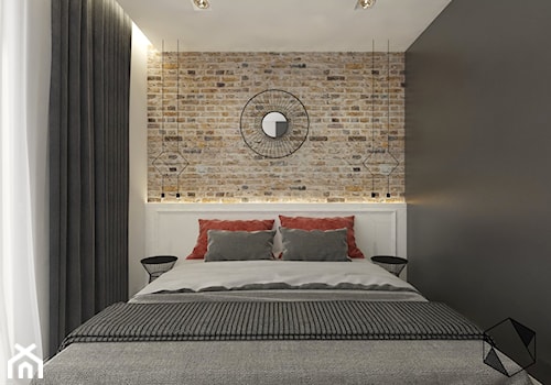 Mieszkanie 8 - Mała biała szara sypialnia, styl nowoczesny - zdjęcie od BAGUA Pracownia Architektury Wnętrz