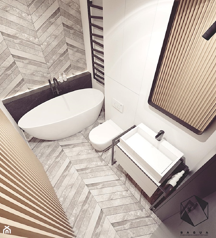 Mieszkanie 10 - Kraków - Mała łazienka, styl nowoczesny - zdjęcie od BAGUA Pracownia Architektury Wnętrz