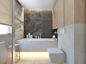 (Tarnowskie Góry) Projekt domu jednorodzinnego 10 - Mała łazienka z oknem, styl nowoczesny - zdjęcie od BAGUA Pracownia Architektury Wnętrz