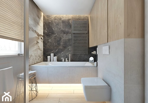 (Tarnowskie Góry) Projekt domu jednorodzinnego 10 - Mała łazienka z oknem, styl nowoczesny - zdjęcie od BAGUA Pracownia Architektury Wnętrz