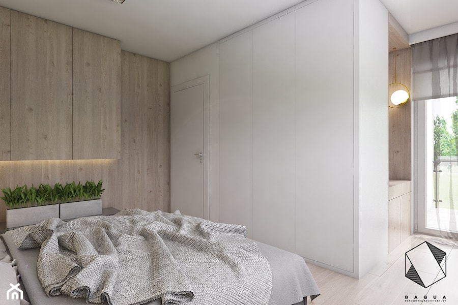 (Siemianowice Śląskie) Dom jednorodzinny 17 - Mała biała sypialnia, styl skandynawski - zdjęcie od BAGUA Pracownia Architektury Wnętrz