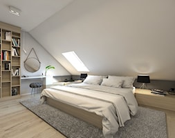 (Dom w okolicy Lublińca) Dom jednorodzinny 7 - Średnia biała sypialnia na poddaszu, styl nowoczesny - zdjęcie od BAGUA Pracownia Architektury Wnętrz - Homebook