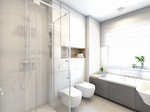 (Pruszków) Projekt mieszkania 3 - Średnia łazienka z oknem, styl nowoczesny - zdjęcie od BAGUA Pracownia Architektury Wnętrz