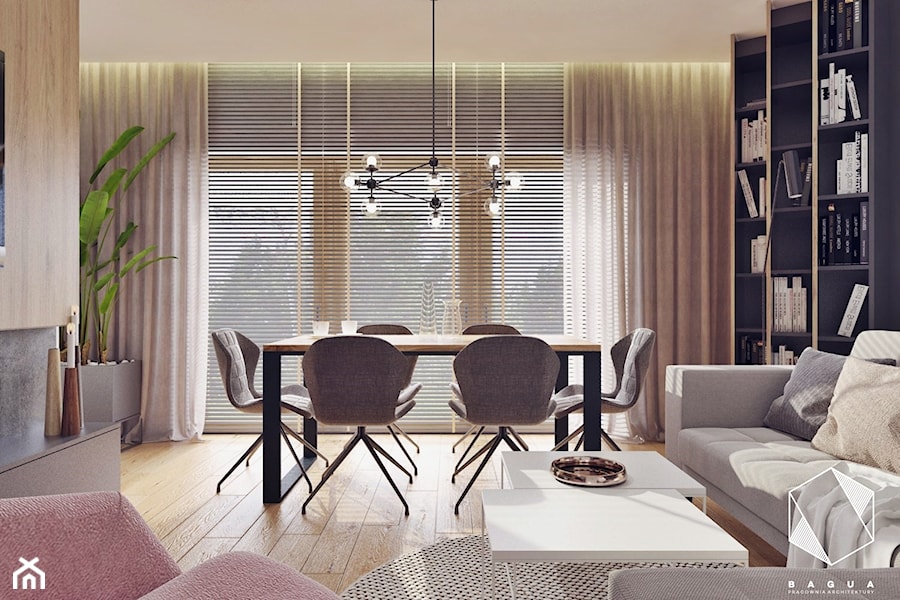 M11 - mieszkanie w Opolu - Średnia jadalnia w salonie, styl nowoczesny - zdjęcie od BAGUA Pracownia Architektury Wnętrz