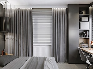M12 - mieszkanie w Dąbrowie Górniczej - Średnia czarna szara z biurkiem sypialnia, styl nowoczesny - zdjęcie od BAGUA Pracownia Architektury Wnętrz