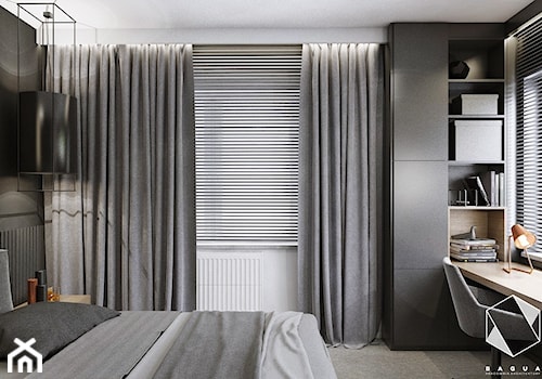 M12 - mieszkanie w Dąbrowie Górniczej - Średnia czarna szara z biurkiem sypialnia, styl nowoczesny - zdjęcie od BAGUA Pracownia Architektury Wnętrz