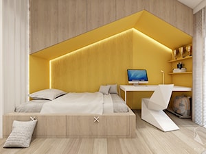 Rzeszów - D23 - Projekt domu jednorodzinnego 600 m2 - Średni szary żółty pokój dziecka dla nastolatka dla chłopca dla dziewczynki, styl nowoczesny - zdjęcie od BAGUA Pracownia Architektury Wnętrz