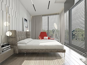 Rzeszów - D23 - Projekt domu jednorodzinnego 600 m2 - Średnia szara sypialnia, styl nowoczesny - zdjęcie od BAGUA Pracownia Architektury Wnętrz