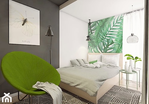 Projekt mieszkania 5 - Średnia biała szara sypialnia, styl nowoczesny - zdjęcie od BAGUA Pracownia Architektury Wnętrz