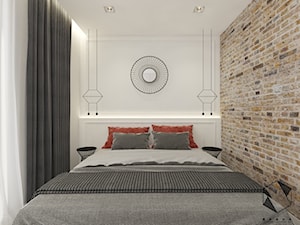 Mieszkanie 8 - Mała biała sypialnia z balkonem / tarasem, styl nowoczesny - zdjęcie od BAGUA Pracownia Architektury Wnętrz