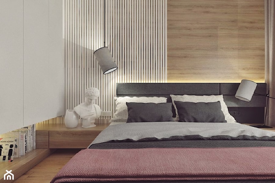 M11 - mieszkanie w Opolu - Średnia biała sypialnia, styl nowoczesny - zdjęcie od BAGUA Pracownia Architektury Wnętrz